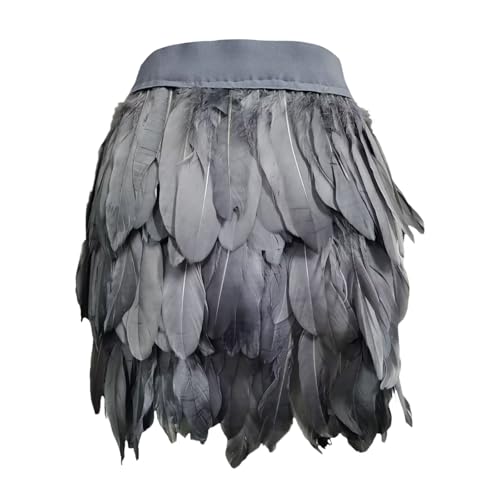 Generisch Disfraz de carnaval para mujer, falda de tul gris, falda de plumas, disfraz de pavo real, disfraz de escenario, vestido de baile, vestido de carnaval, minifalda para fiesta de cosplay