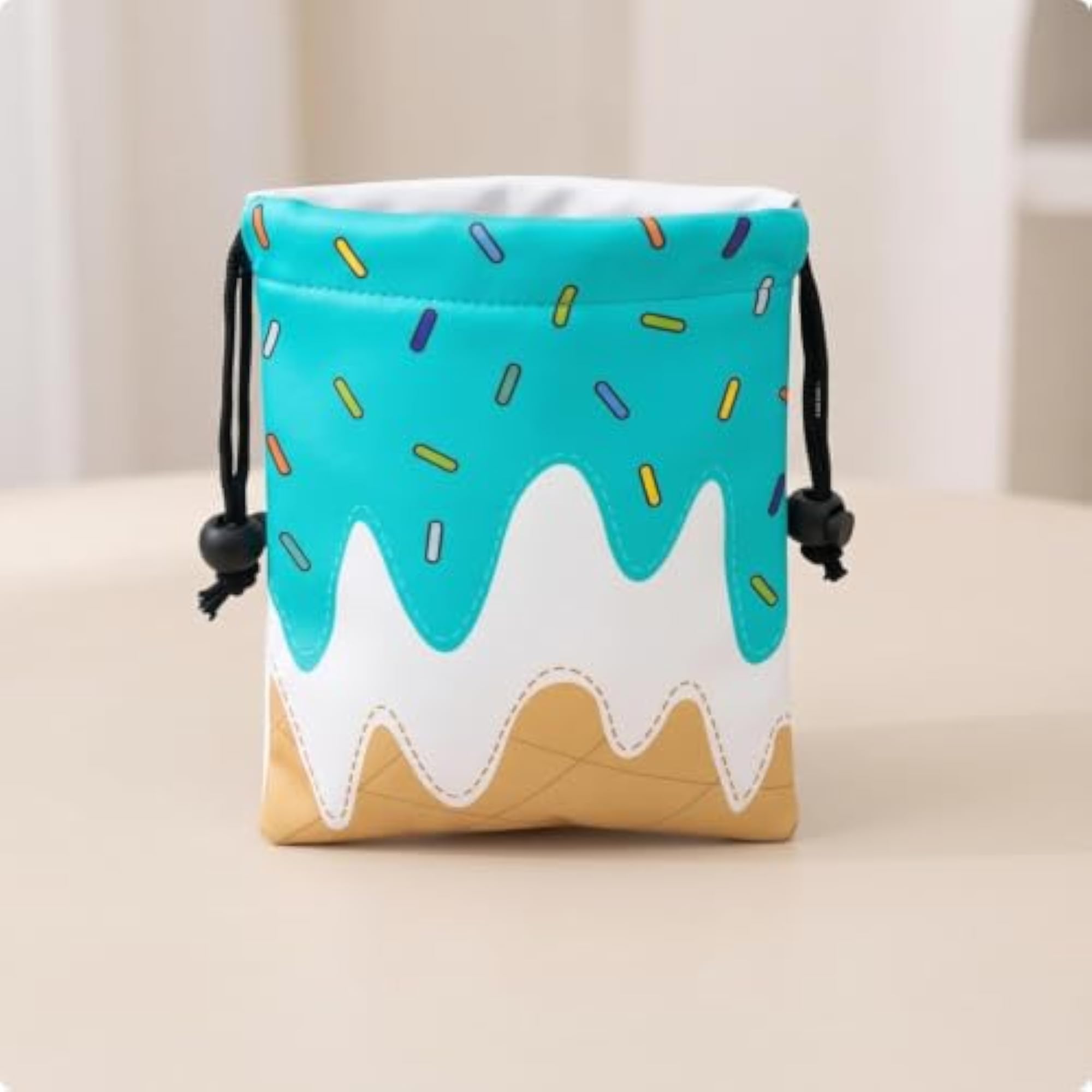 Compact Drawstring Pouch, Ice-Cream Drip Pattern