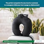 Austin House Oreiller de cou de voyage essentiels — Oreiller de voyage perlé, hypoallergénique amovible 100% Couvercle en polyester, coussin de repos avec fermeture avant et boucle de transport — noir