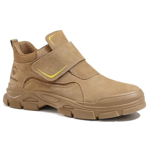 Image of GLANOUDUN Steel Toe Boots for Men, Welding Work Boots with Puncture-Resistant Midsole, High Top Hook and Loop Safety Footwear for Welding Workshop Construction Warehouse Factory