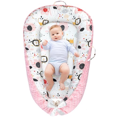 Image of URMYWO Baby Lounger - Baby Lounger For Newborn, Breathable & Soft Baby Nest Cover Co Sleeping for baby 0-24 Months, Babies Essentials Gifts, Portable Infant Lounger Baby Floor Seat for Home and Travel