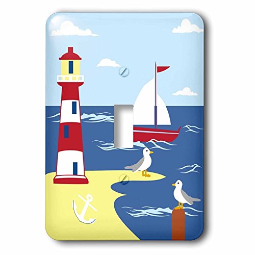 Interrupteur à bascule décoratif avec ancre marine et oiseaux pour maison - 3
