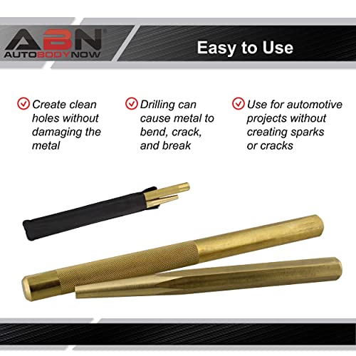 ABN Brass Punch Set 2 Piece Brass Drift Pin Punch Set Mechanic’s NonMarring Chisel Punches