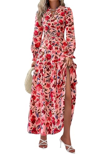 PRETTYGARDEN Women's Floral Maxi Dress 2026 Fall Long Sleeve V