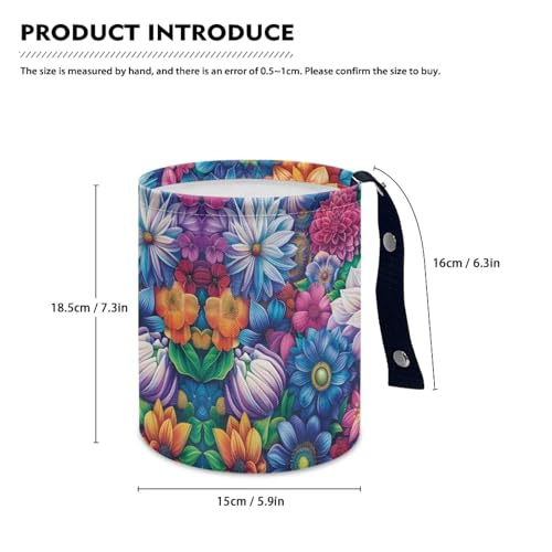 Image of Hanging Portable Car Boho Flower Print Multipurpose Car Accessories Interior Universal Collapsible Back Seat, Front Console, Floor, or Hanging Headrest Waste Basket