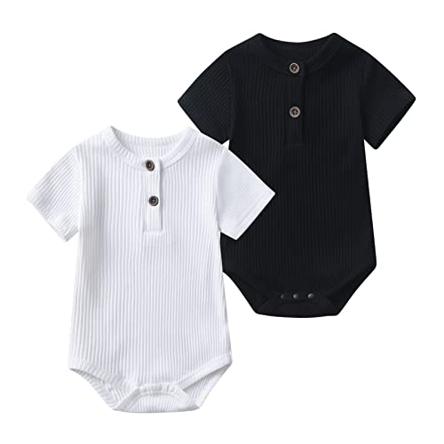 Image of Lala Bear Baby Girl Boy 2 Pack Solid Long Sleeve Romper Bodysuit Clothes