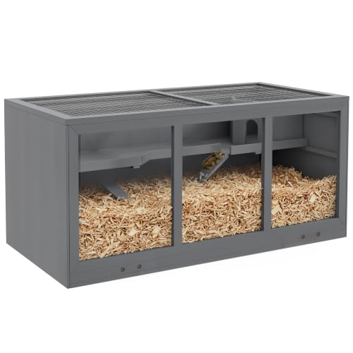 PawHut Hamsterkäfig aus Holz 3 Etagen für Hamster 115 x 57 x 55cm Grau