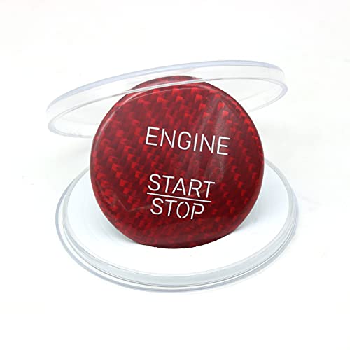 Car Engine Push to Start Button Cover Compatible with Mercedes Benz A Class B Class C Class AMG GLA GLC ML W205 X253,Carbon Fiber Push to Start Accessories,Ignition Start Button Cover Sticker(Red)