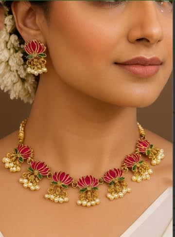 ISHTAARA Jewellery Set For Women And Girls With 1 Necklace And 1 Pair of Earrings For Weddings, Occasions, Festive