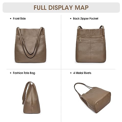 Image of Kattee Women Soft Genuine Leather Totes Shoulder Bag Purses and Handbags with Top Magnetic Snap Closure