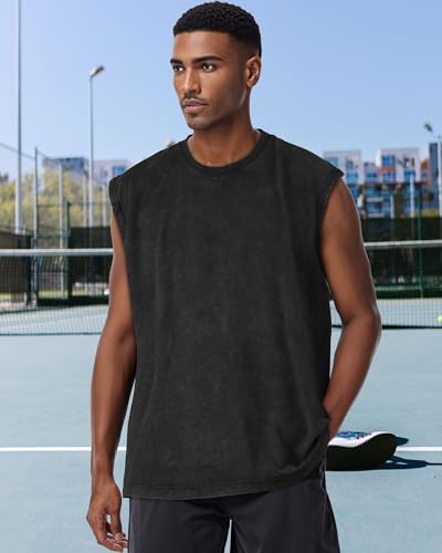 CHICGAL Mens Tank Tops Summer Sleeveless Muscle Shirts Cotton Loose Fit Tee Shirts4