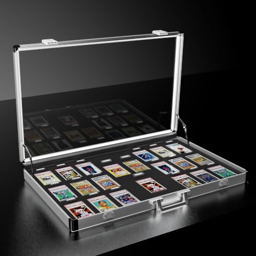xinkuansun Aluminum Graded Card Show Display Case -34x22 LED Lights and Lockable for Graded Cards Premium Trading Card Case for PSA Graded Pokemon Cards Sports Card CGC