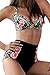 Walant Women's Halter Floral Print High Waisted Swimsuit Bathing Suits Bikini Style 2 Small