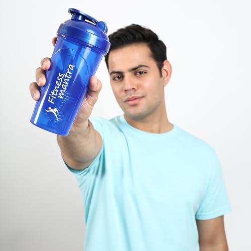 Image of Fitness Mantra 700ml Classic Shaker Bottle for Men & Women [Capacity 700 ml (Navy Blue, 700ml)