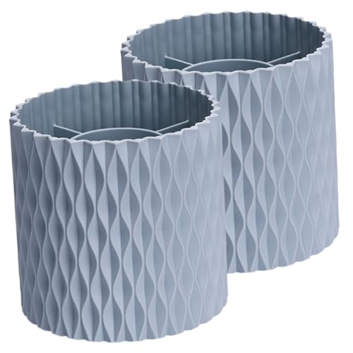 Pots à pinceaux de maquillage rotatifs bleu clair : grand rangement cosmétique et stylos Gatuida