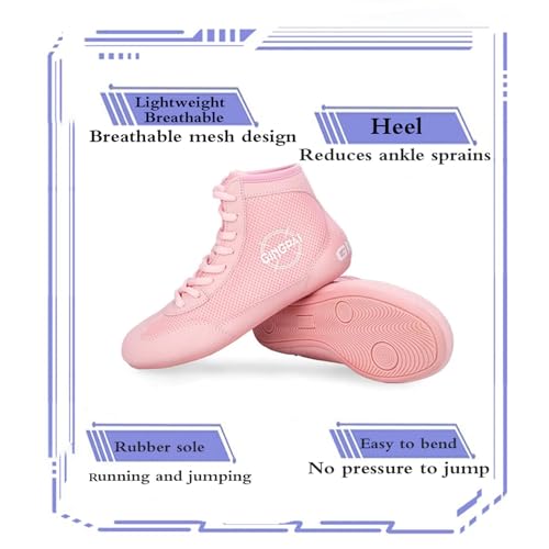 Leichtrit Botas Boxeo Mujer,Zapatos De Boxeo De Entrenamiento,Botas De Lucha para Hombre Mujer,Tiene Friccion,CóModo Y Transpirable,Lucha Libre Masculina,Lucha Libre contra Patines,Agacharse - imagen 7