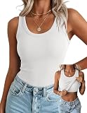 Zeagoo Tank Tops with Built in Bra for Women Sleeveless Ribbed Summer Tops