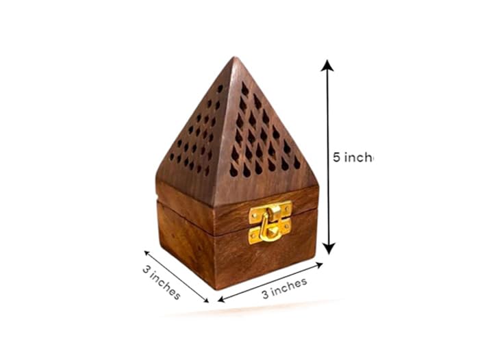 WOOD ART STORE Wooden Incense Stick Holder Round | Agarbatti Storage Box with Ash Catcher | Pyramid Shape Dhoop and Cone Stand for Home, Office and Pooja Room (Combo Pack-2) 2