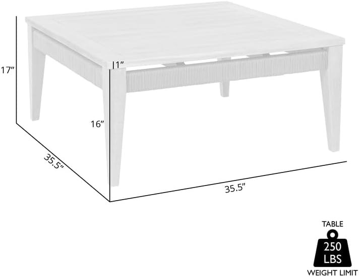 HomeStock Patio Coffee Table - Weathered Eucalyptus Wood - Outdoor Table for Deck & Porch - Modern Rustic Design