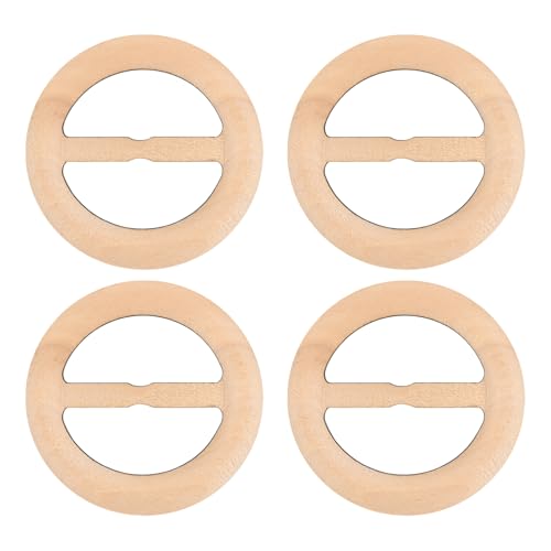 Image of uxcell 4 Pcs T-Shirt Clips, 60mm Wood Scarf Ring Clip Round Tie Circle Clip Buckle Fashion Clothes Corner Knotted Button for Women's Silk Clothing Decoration, Wood