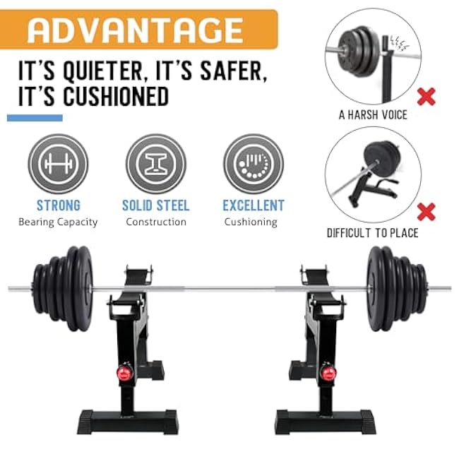 Deadlift Jack Barbell Stand, Barbell Rack, Barbell Buffer Frame, Carbon Steel Barbell Jack, Easily Load and Unload 800lb Barbell Plates for Deadlift Exercise & Weight Training (Black)