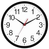 Rohioue 14 Inch Wall Clock Modern Battery Operated Silent Non Ticking Large Analog Clock for Living Room Office Home Bedroom Kitchen Bathroom(Black)