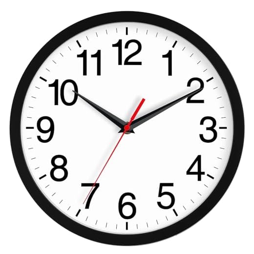 14 Inch Wall Clock Modern Battery Operated Silent Non Ticking Large Analog Clock for Living Room Office Home Bedroom Kitchen Bathroom(Black)