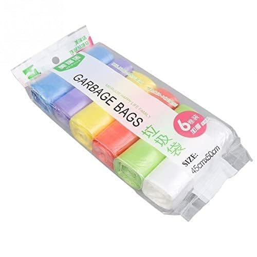 MIYANI STORE 6 Rolls Small Trash Garbage Bags, Strong Thin Material Disposable Kitchen Garbage Bags, Durable Plastic Trash Bags for Office Home Bedroom Garden Waste Bin, (multicolor)