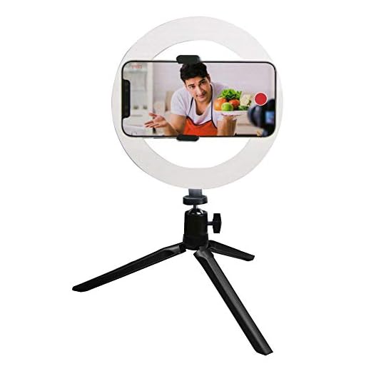 Luminária Ring Light 8 polegadas c/ 3 Iluminações, 10 intensidades, Tripé e Suporte p/ Smartphone