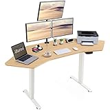 Utureal 71" Electric Corner Standing Desk, Wing Shape Height Adjustable Desk for Home Office, Dual M