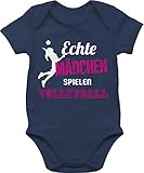Sport & Bewegung Baby - Echte Mädchen Spielen Volleyball - 6/12 Monate - Navy Blau - Body Volleyball - BZ10 - Baby Body Kurzarm für Jungen und Mädchen