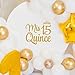 Mis Quince 15 Decal Sign for Balloon Kit Backdrop - Quinceañera Birthday Party Backdrop Decorations Mis Quince Años Gold Crown Wall Sticker Girl Sweet 15th Birthday Decor