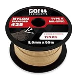 GO!elements Paracord de Nylon Resistente al desgarro 3mm – Tipo II 425, línea Multiuso para Exteriores y Supervivencia, Carga máx. 192kg