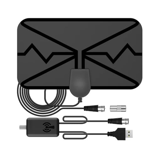 Antena TV Interior, Freeview Antena HDTV Digital con Amplificador y Cable Coaxial para Canales Locales, Soporta 4K 1080P HD VHF