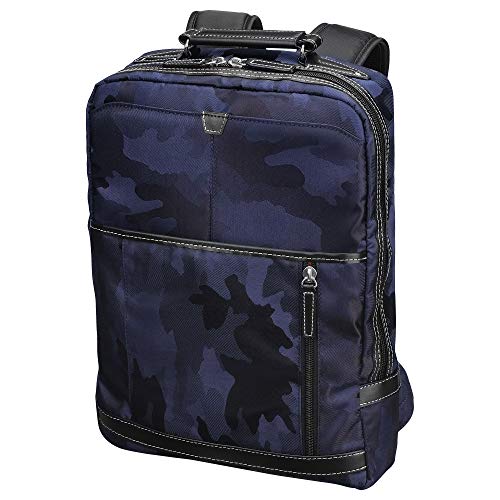Hakuba BBP1714 Business Backpack, Compatible with A4 Size, Compatible with 16-inch PCs, Thin Gusset, 3-Way Opening and Closing, Commuting, Everyday Use, Navy Camo