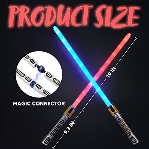 Joyin 2 Pcs Light Up Saber 2-In-1 Led Swords Set Expandable Realistic Led Fx Dual Light Galaxy Sword With Sound And Realistic Sliver Handle For Halloween Costume Warriors Dress Up Party Supplies #TOP6
