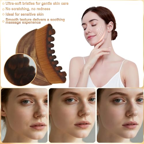 Lymphatische Gesichtsbürste,Lymphatic Contour Face Brush,Lymphdrainage Massagegerät Kinn und Kieferformung Gesichtsreinigung,Trockene Gesichtsbürste,Contour Face Brush An Die Haut Anzupassen