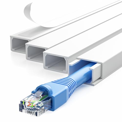 Delamu 56.7in Cord Hider, Cord Covers for 1-2 Wires on Wall, One-Cord Cable Hider, Easy Install Wire Hider Wire Covers for Cords on Wall, Cable Cover Raceway to Hide Wires Along Wall, W0.59 H0.4in