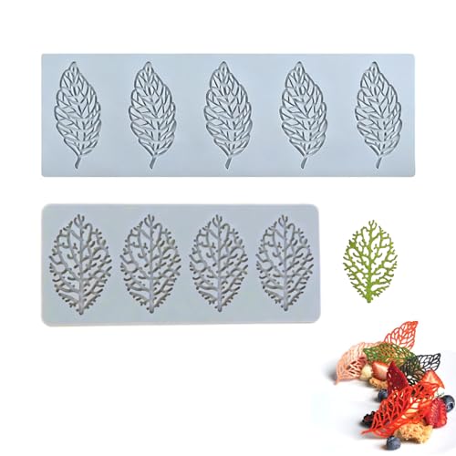 ANBOO Leaf Shape Tuile Moulds Oven Safe, 3D Silicone Mould Cake Decoration Fondant Mold for Baking Dessert Cake Candy Chocolate Frost Form DIY Craft, Bpa-Free Lace Silicone, Leaf Mould