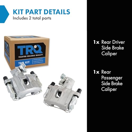 Image of TRQ Rear Brake Caliper Set Zinc Coated Brackets Hardware Compatible with 2004-2008 Mazda 3