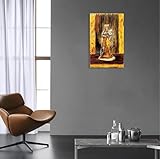  FLUCK Print on Canvas Reproduction，Célèbre Peinture à l\'huile，Vierge à l\'Enfant en Faïence，Impression sur Toile Tableau Artistique pour Décor Mural70x110cm(28x43in) Cadre interne