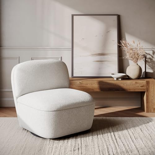 BELLEZE Modern Upholstered Swivel Accent Chair with Hidden Storage, 360° Rotating Chair, Easy Assembly Compact Chair for Living Room, Bedroom, Office