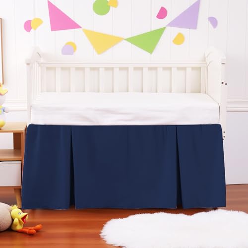 Image of Crib Bed Skirt Dust Ruffle 100% Cotton - Natural, Soft, Breathable for Baby's Delicate Skin, Nursery Toddler Crib Bed Skirt for Baby Boys Girls, Fits Standard Cribs 28 inch x 52 inch with 14 inch Drop