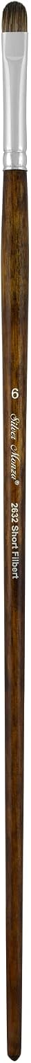 Silver Brush Limited 26326 Monza Short Filbert Brush for Oil & Acrylics Paintings, Size 6, Long Handle