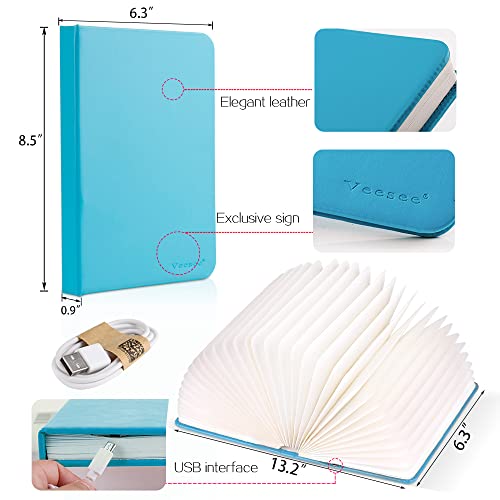 Image of Veesee 8 Colors Rechargeable Book Night Light, Novelty LED Book Lamp USB Charge, Home Bedroom Decor Gift for for Birthday, Anniversary, Kids, Girlfriend, Wife (Blue) Christmas Gift，New Year Gift