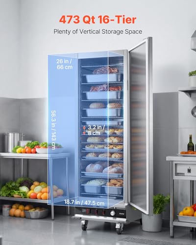 Image of VEVOR Electric Hot Box Food Warmer, 16-Tier Commercial Warming Cabinet with Water Tray, Single-Door and Adjustable Shelves, Stainless Steel Food Warmer Cabinet, for Restaurant, Kitchen, Pizza, Chicken