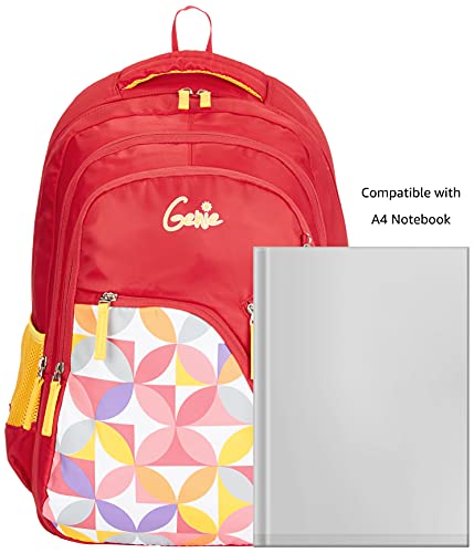 Image of Genie Spray Backpack for Women - 3 compartments, Stylish and Trendy College Backpacks for Girls, Water Resistant and Lightweight Bags, Easy to Carry Backpacks for Women. Collection (Red)