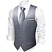 Barry.Wang Mens Silver Grey Formal Business Suit Vest Slim Fit Casual Solid Color Dress Waistcoat Tie Bow Tie Set Wedding Party