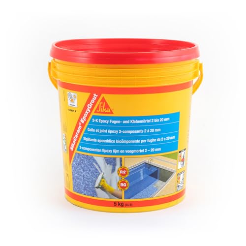 SIKA - Mortero de rejuntado epoxi - SikaCeram EpoxyGrout - Luna - de alta resistencia - para baldosas y azulejos con espesores de 2 a 20 mm - para paredes y suelos interior y exterior - 5kg