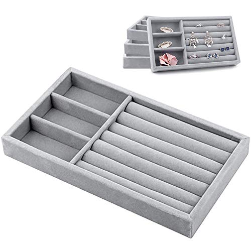 YUIP Schmuckschalen Organizer, Schmuckschublade Organizer Samtbox für Ohrring Armreif Armband Halskette und Ringe Aufbewahrung Schmuckschatulle Ohrringhalter Cover